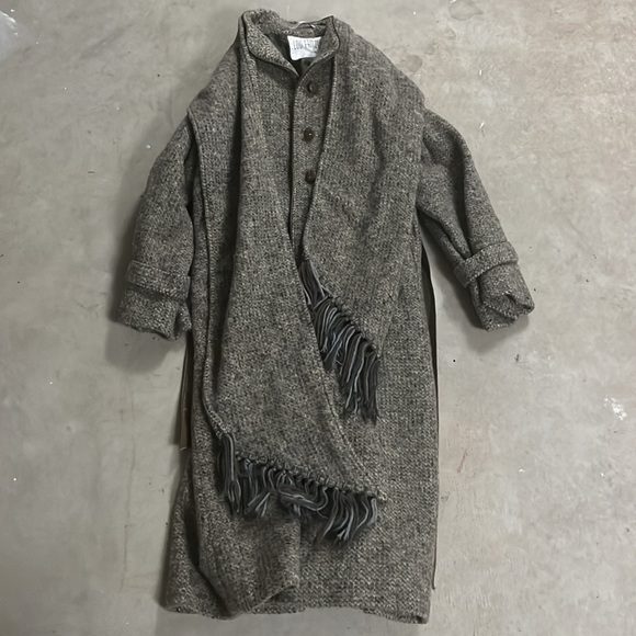 Vintage 50s Belted  Tweed Swing Jacket Wool Pea Coat Rare Antique Lou Fritzel - Picture 3 of 15